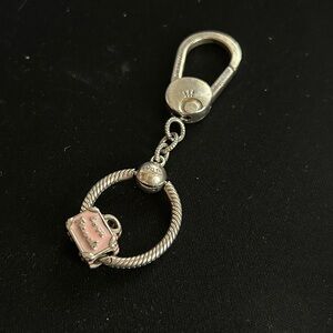Pandora Keychain Silver 925 ALE with pink enamel suitcase LOVE Travels Charm
